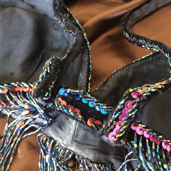 Tribaret Bella - 6 piece professional bellydance costume - Multi on Black Velvet - Picture 10 of 14